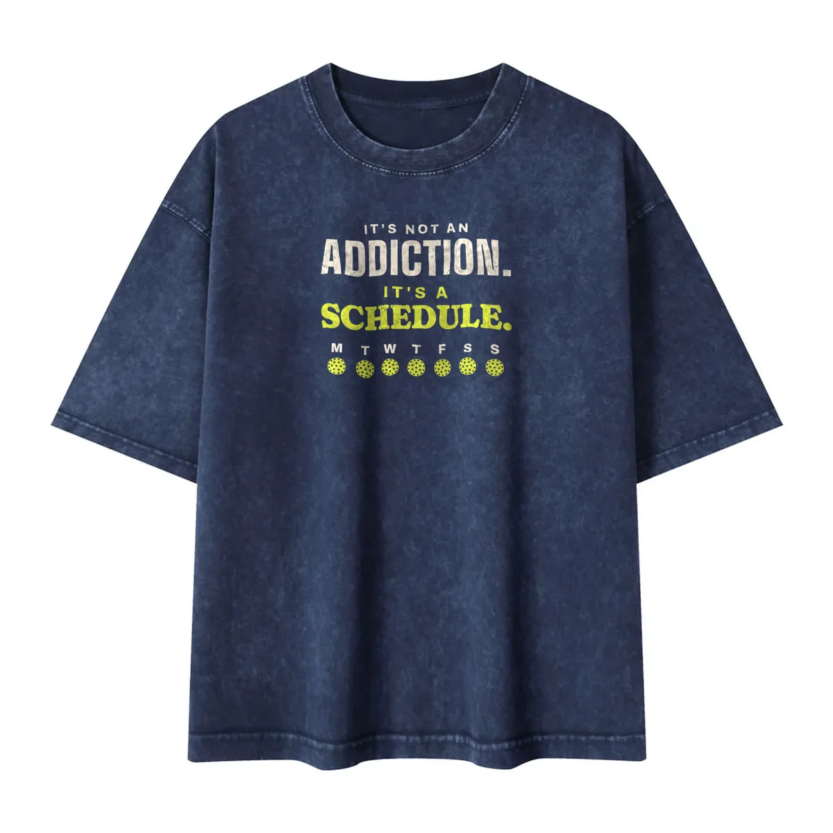 It's a Schedule Tee in Royal Blue